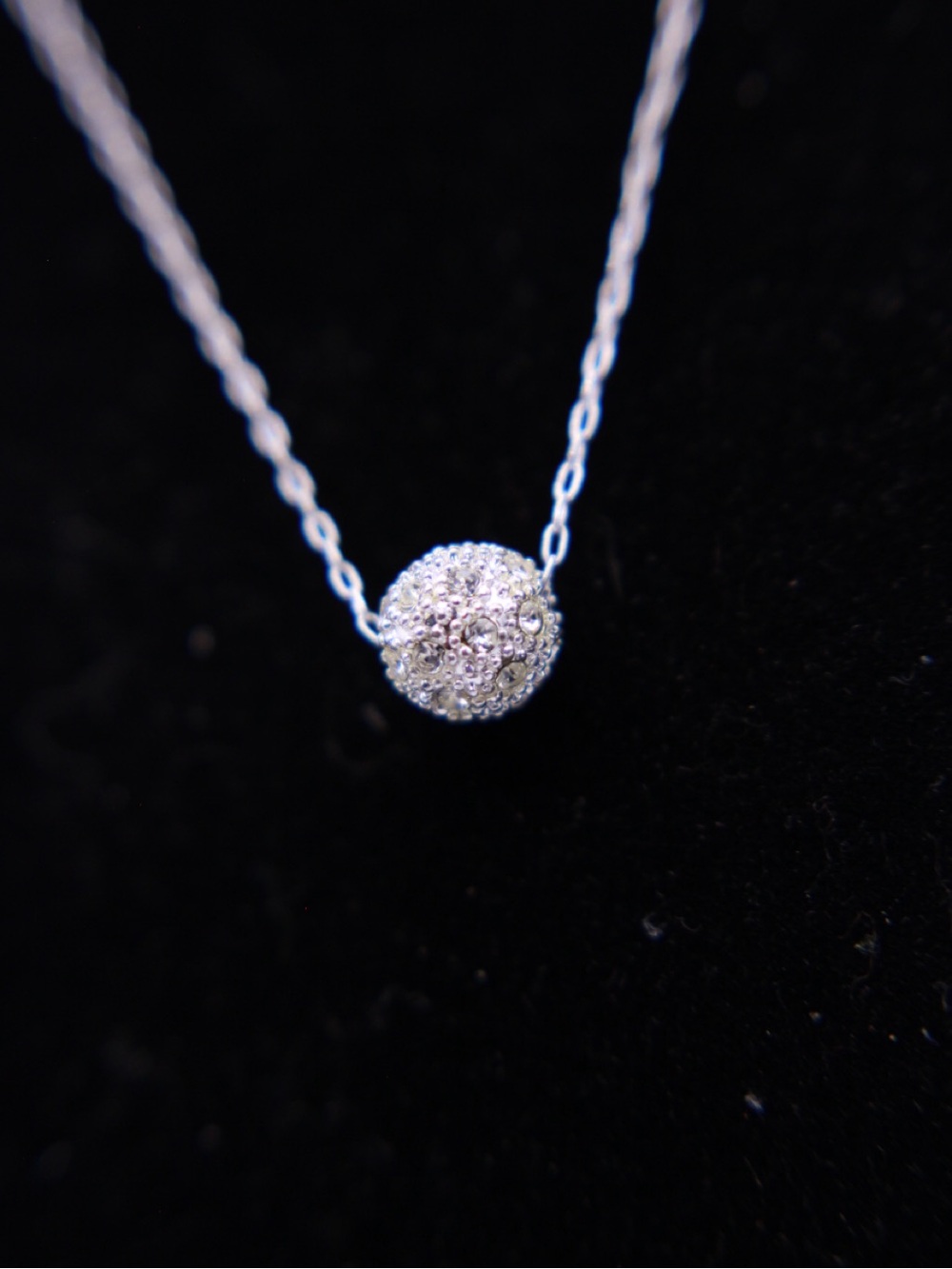Avon Silver Pave Ball Necklace 20”